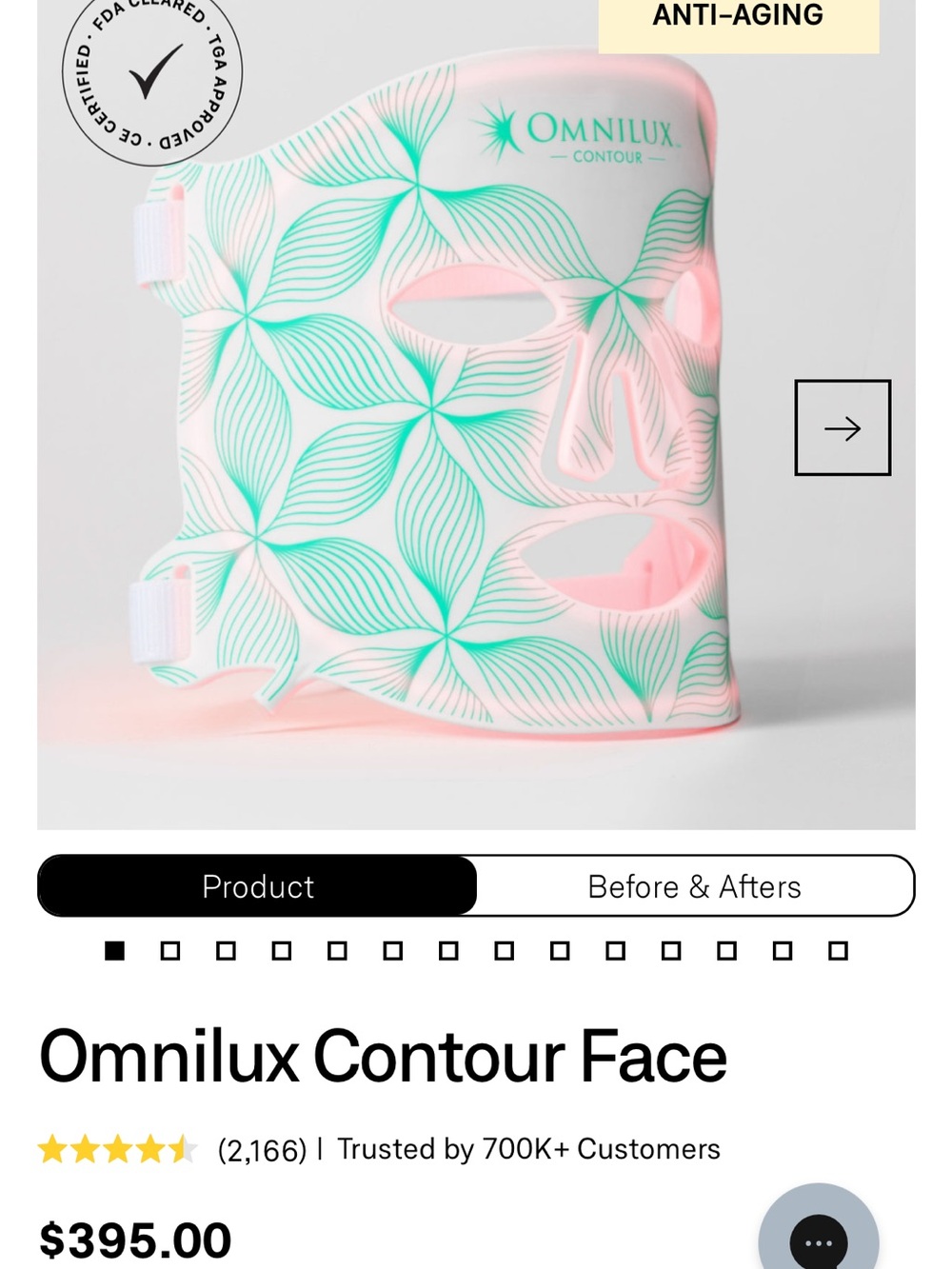 Omnilux Contour Face LED Mask — Pink with Teal Pattern